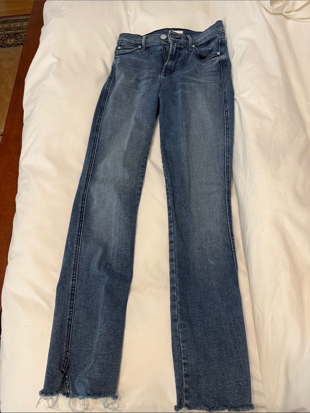 MOTHER Women's Medium Blue Straight-Leg Jeans